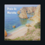 Aimant Portugal Praia da Marinha dans le souvenir Algarve<br><div class="desc">Photographie des célèbres rochers et de la plage de Praia da Marinha en Algarve au Portugal.</div>