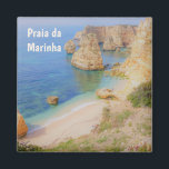 Aimant Portugal Praia da Marinha dans le souvenir Algarve<br><div class="desc">Photographie des célèbres rochers et de la plage de Praia da Marinha en Algarve au Portugal.</div>