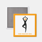 Aimant Pose de yoga noir, orange personnalisé (Recto/Verso)
