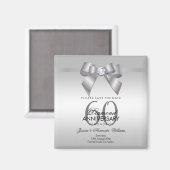 Aimant Posh Gem Bow & Ribbon 60e anniversaire de Mariage (Recto/Verso)