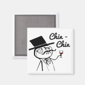 Aimant Posh Man With Top Hat Wine Toast Chin Chin (Recto/Verso)