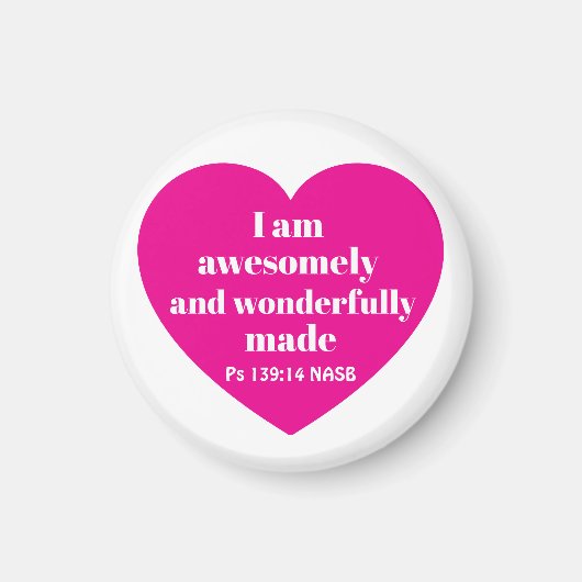 Aimant Positive Bible Verse Affirmation Pink Heart Cute (Devant)