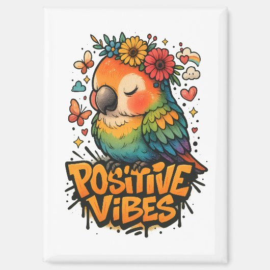 Aimant “Positive Vibes” Parrot (Recto)