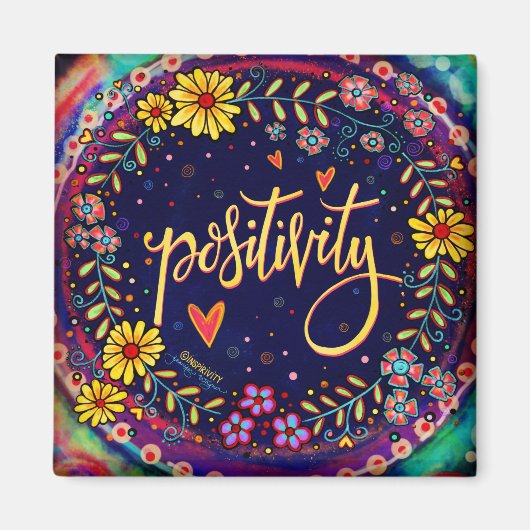 Aimant Positivity Fun Floral tendance UN MOT Inspirivity (Devant)