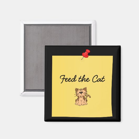 Aimant post-it-note "Feed the Cat" (Recto/Verso)