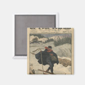 Aimant Poste alpine utilisant le ski (Recto/Verso)