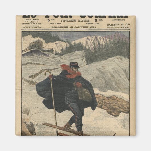Aimant Poste alpine utilisant le ski (Devant)