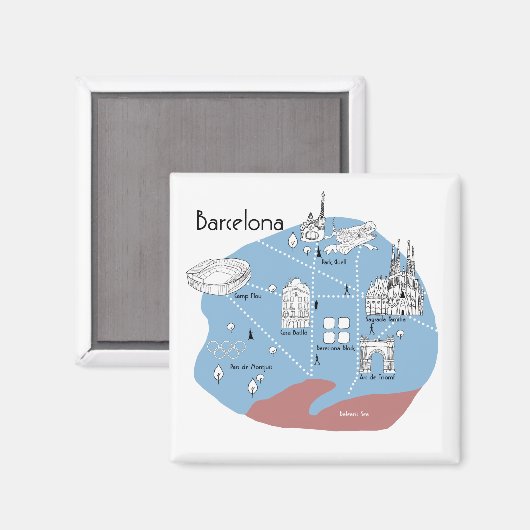 Aimant Poster de Barcelone - original (Recto/Verso)
