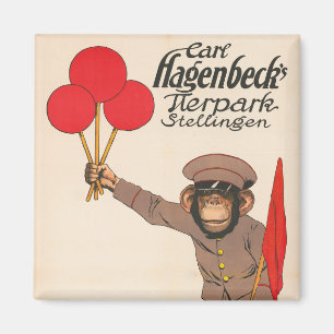Aimant Poster De Cirque vintage D'Un Singe Portant Des Ba