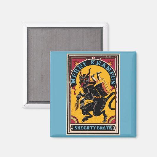 Aimant Poster de cirque Xmas Merry Krampus Naughty Brats (Recto/Verso)