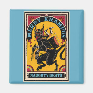 Aimant Poster de cirque Xmas Merry Krampus Naughty Brats