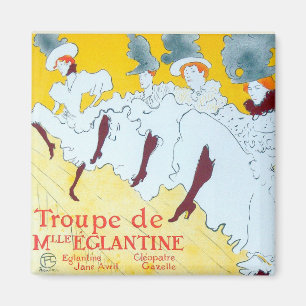 Aimant Poster de la fille dansante Jaune Toulouse Lautrec
