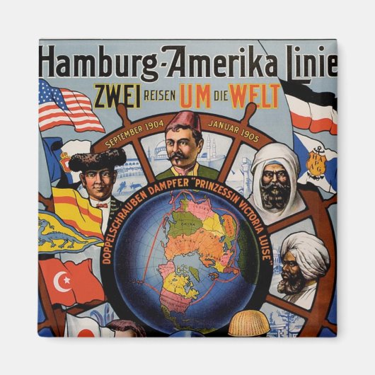 Aimant Poster de la ligne Amerika de Hambourg (Devant)