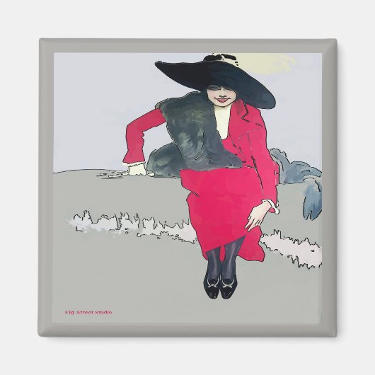 Aimant Poster de mode vintage, ajouter du texte (Devant)