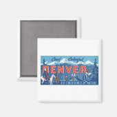 Aimant Poster de voyage de Denver couleur cool (Recto/Verso)