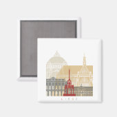 Aimant Poster du skyline Liege (Recto/Verso)