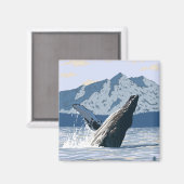 Aimant Poster du Vintage voyage de baleines à bosse d'Ala (Recto/Verso)
