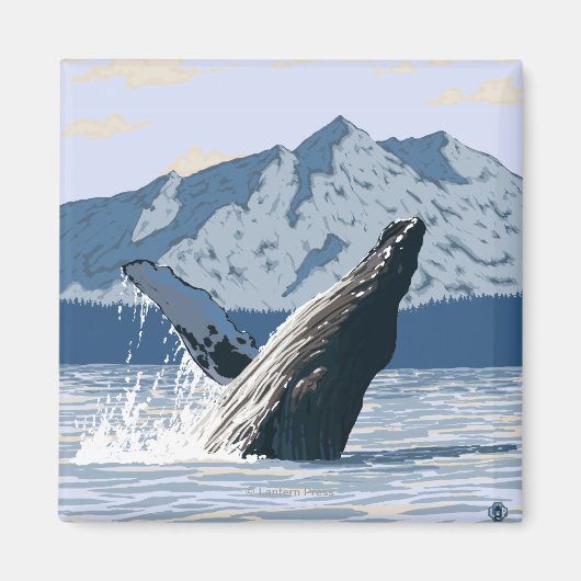 Aimant Poster du Vintage voyage de baleines à bosse d'Ala (Devant)