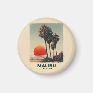 Aimant Poster du Vintage voyage Malibu California