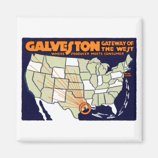 Aimant Poster Galveston Texas 1920 (Devant)