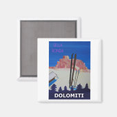 Aimant Poster rétro Dolomiti Italie à Sella Ronda (Recto/Verso)