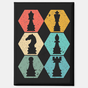 Aimant Poster Retro Vintage Chess Pièces Sunset