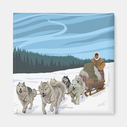 Aimant Poster Vintage voyage AlaskaDogsledding (Devant)