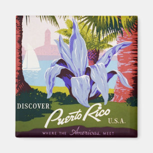 Aimant Poster Vintage voyage Art, Découvrez Porto Rico!