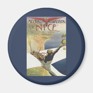 Aimant Poster Vintage voyage, avion au-dessus de Nice Fra