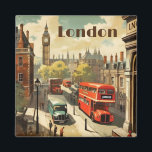 Aimant Poster Vintage voyage London City Centre<br><div class="desc">Poster Vintage voyage du London City Centre avec ses bus à impériale rouge et Big Ben en Arrière - plan</div>