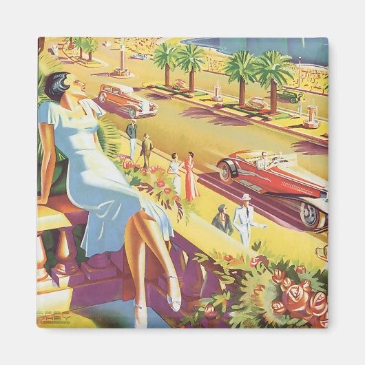 Aimant Poster Vintage voyage Nice (Devant)