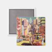 Aimant Poster Vintage voyage San Francisco Cars (Recto/Verso)