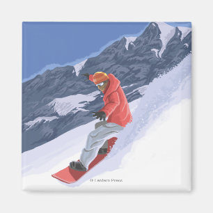 Aimant Poster Vintage voyage Washington Snowboard