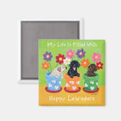 Aimant Pot à fleurs Labrador Chiots (Recto/Verso)