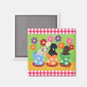 Aimant Pot à fleurs Labrador Chiots (Recto/Verso)