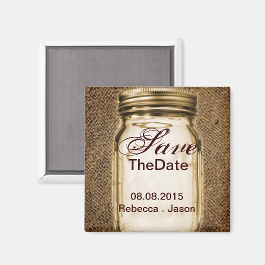 Aimant pot de fleurs en toile de jute mariage occidental  (Recto/Verso)