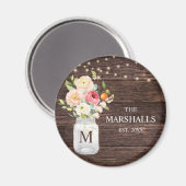 Aimant Pot Mason Floral Nom de Famille Rustique (Recto/Verso)