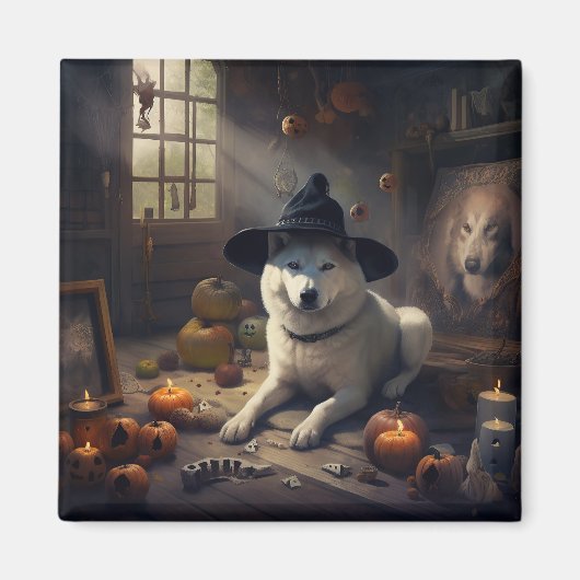 Aimant Potirons d'Akita Halloween Épouvantables (Devant)