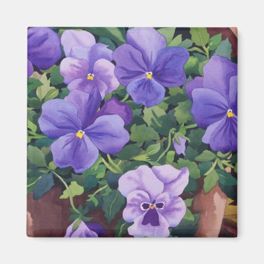 Aimant Pots à fleurs avec Pansies 2007 (Devant)