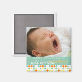 Aimant Pots rétro Aqua ・ Faire-part bébé (Recto/Verso)