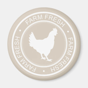 Aimant Poule blanche fraîche de ferme rustique de ferme