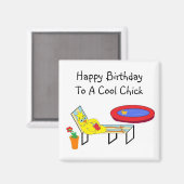 Aimant Poule d'anniversaire cool (Recto/Verso)