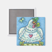 AIMANT POULE IRLANDAISE DRÔLE, ŒUFS VERTS ET TRÈFLES MIGN (Recto/Verso)