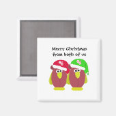 Aimant Poules de Noël drôles avec des chapeaux de Père No (Recto/Verso)