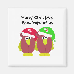 Aimant Poules de Noël drôles en chapeaux de Père Noël