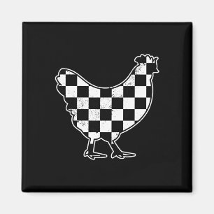 Aimant Poulet à carreaux Fermier de poulet Course de voit