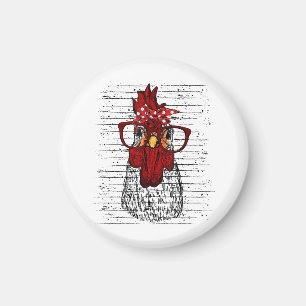 Aimant Poulet avec bandeau de bandana et lunettes mignonn