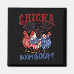 Aimant Poulet Boom Boom Drôle de Chicka 4 Juillet Patriot