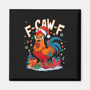 Aimant Poulet drôle de Noël Coq Chapeau de Père Noël Vaca