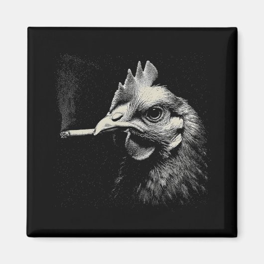 Aimant Poulet drôle fumant pipe Coq Ferme (Devant)